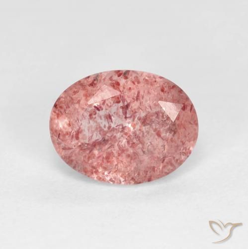 1.74ct Натуральный Ярко-красный Клубничный кварц, Овал, Прозрачный