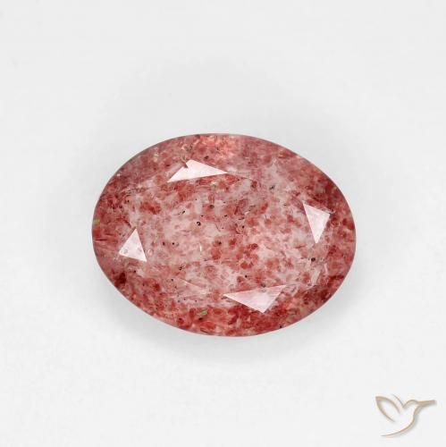 1.60ct Натуральный Ярко-красный Клубничный кварц, Овал, Прозрачный