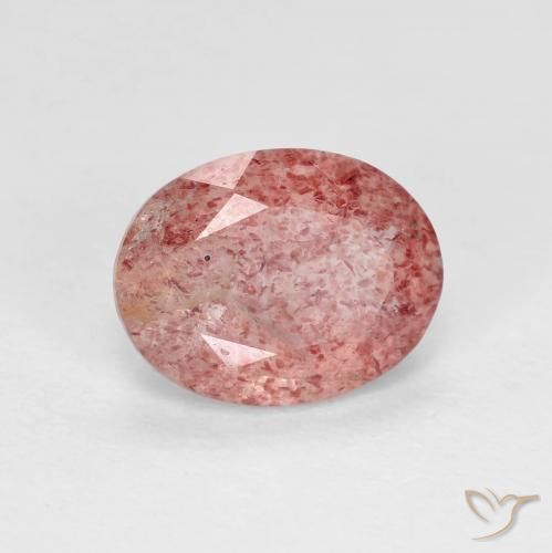 1.66ct Натуральный Средний красный Клубничный кварц, Овал, Прозрачный