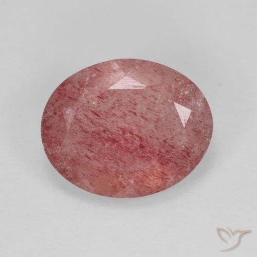 3.78ct Натуральный Ярко-красный Клубничный кварц, Овал, Полупрозрачный