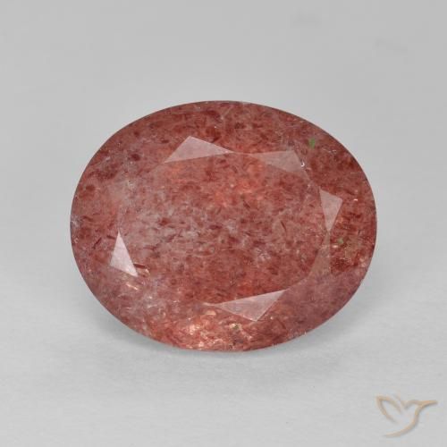 4.41ct Натуральный Средний красный Клубничный кварц, Овал, Полупрозрачный