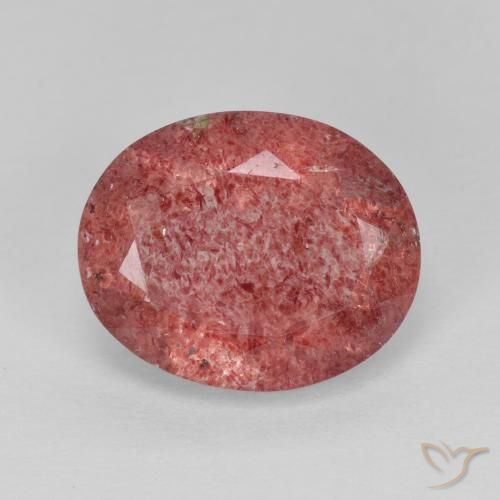 4.37ct Натуральный Средний красный Клубничный кварц, Овал, Полупрозрачный