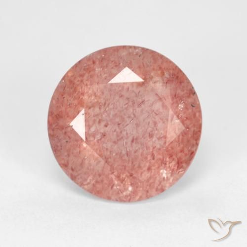 3.45ct Натуральный Бледно-красновато-оранжевый Клубничный кварц, Круглый, Прозрачный