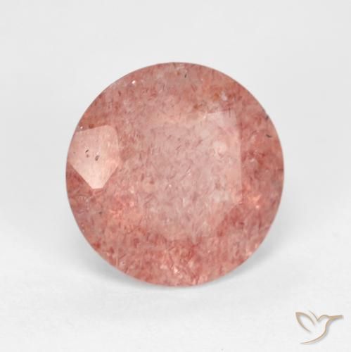 3.45 карата, натуральный Бледно-красновато-оранжевый Клубничный кварц, Огранка Круг, Прозрачный