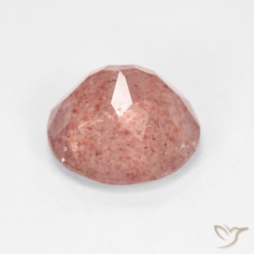 3.45 карата, натуральный Бледно-красновато-оранжевый Клубничный кварц, Огранка Круг, Прозрачный