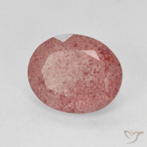 4.56 карата, натуральный Medium Light-Pink Клубничный кварц, Овал, Полупрозрачный