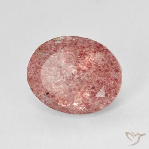 4.75 карата, натуральный Medium Light-Pink Клубничный кварц, Овал, Полупрозрачный