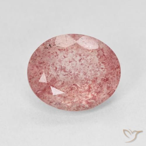 4.41ct Натуральный Medium Light-Pink Клубничный кварц, Овал, Полупрозрачный