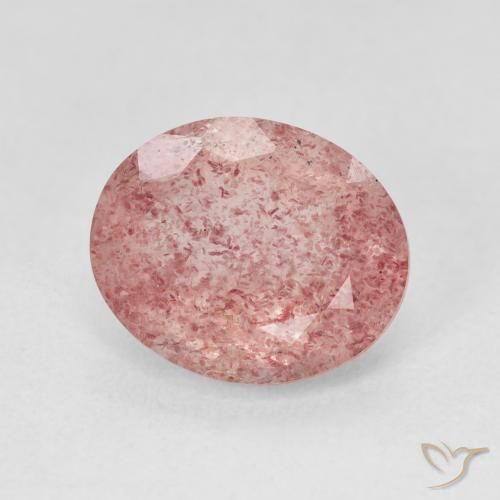 4.41 карата, натуральный Medium Light-Pink Клубничный кварц, Овал, Полупрозрачный