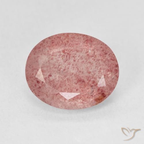 4.44ct Натуральный Medium Light-Pink Клубничный кварц, Овал, Полупрозрачный