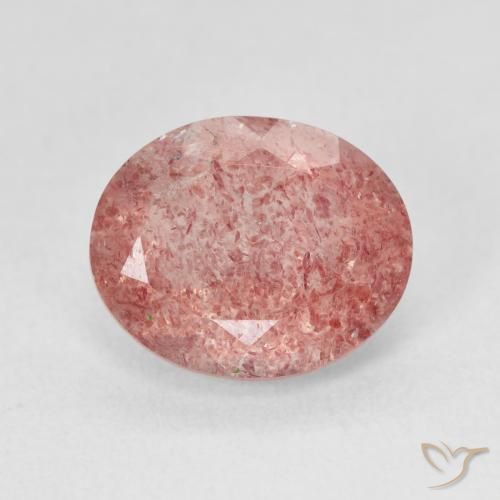 4.32ct Натуральный Medium Light-Pink Клубничный кварц, Овал, Полупрозрачный