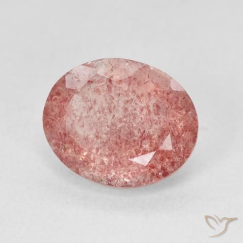 4.32 карата, натуральный Medium Light-Pink Клубничный кварц, Овал, Полупрозрачный