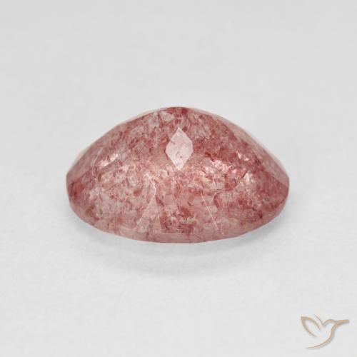 4.32 карата, натуральный Medium Light-Pink Клубничный кварц, Овал, Полупрозрачный