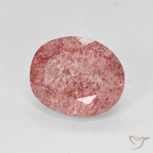 4.59 карата, натуральный Medium Light-Pink Клубничный кварц, Овал, Полупрозрачный