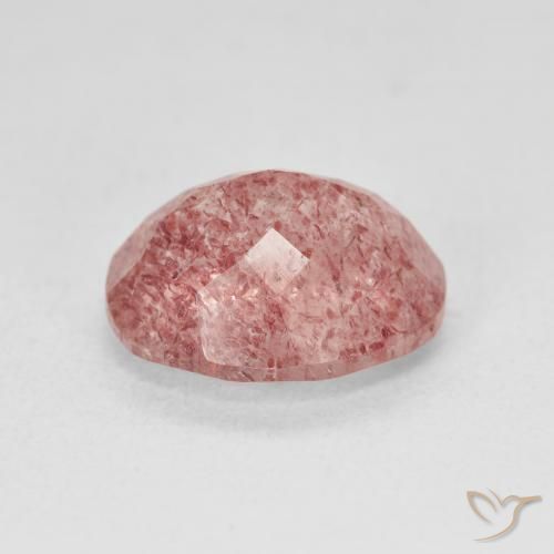 4.59 карата, натуральный Medium Light-Pink Клубничный кварц, Овал, Полупрозрачный