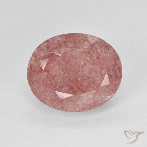 5.11ct Натуральный Medium Light-Pink Клубничный кварц, Овал, Полупрозрачный