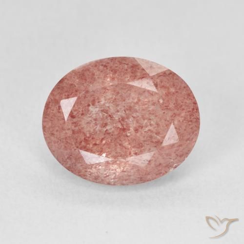 4.58ct Натуральный Светло-розовый разных оттенков Клубничный кварц, Овал, Полупрозрачный