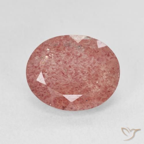 4.50ct Натуральный Малиново-розовый Клубничный кварц, Овал, Полупрозрачный