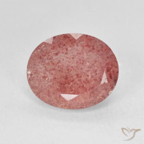 4.46ct Натуральный Ярко-розовый Клубничный кварц, Овал, Полупрозрачный