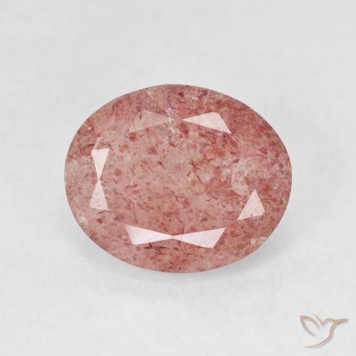 3.74ct Натуральный Средний розовый Клубничный кварц, Овал, Полупрозрачный