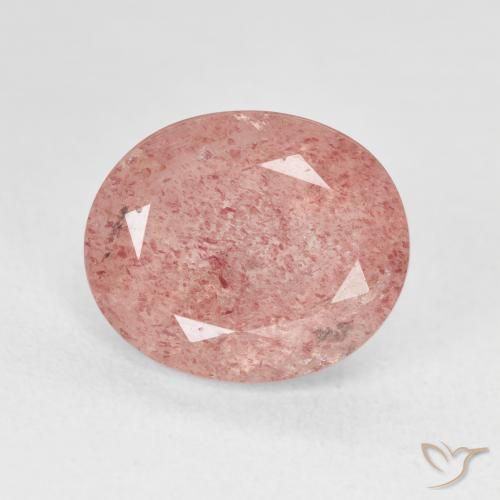 4.81ct Натуральный Medium Light-Pink Клубничный кварц, Овал, Полупрозрачный