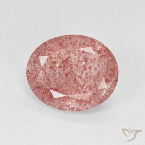 3.84ct Натуральный Светло-розовый разных оттенков Клубничный кварц, Овал, Полупрозрачный