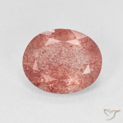 3.99ct Натуральный Малиново-розовый Клубничный кварц, Овал, Полупрозрачный