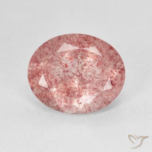 4.27ct Натуральный Medium Light-Pink Клубничный кварц, Овал, Полупрозрачный
