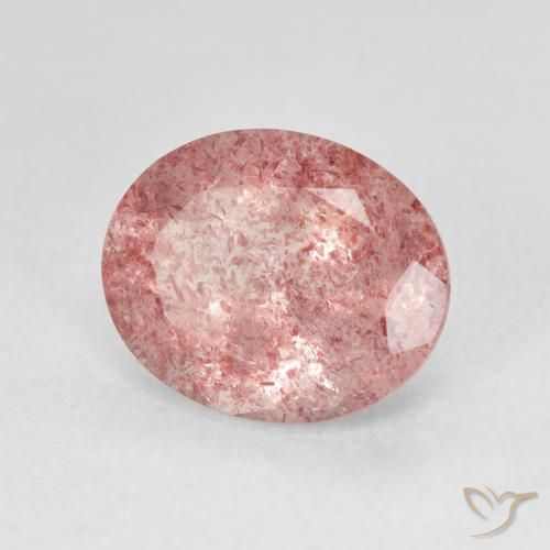 4.27 карата, натуральный Medium Light-Pink Клубничный кварц, Овал, Полупрозрачный