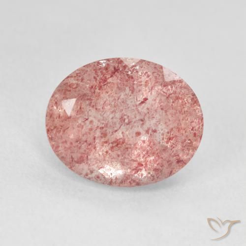 4.48ct Натуральный Светло-розовый разных оттенков Клубничный кварц, Овал, Полупрозрачный