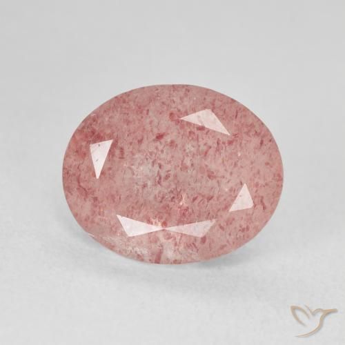 4.46ct Натуральный Medium Light-Pink Клубничный кварц, Овал, Полупрозрачный