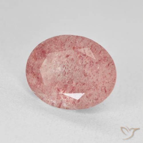 4.46 карата, натуральный Medium Light-Pink Клубничный кварц, Овал, Полупрозрачный