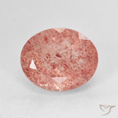 5.23ct Натуральный Оранжево-розовый Клубничный кварц, Овал, Полупрозрачный