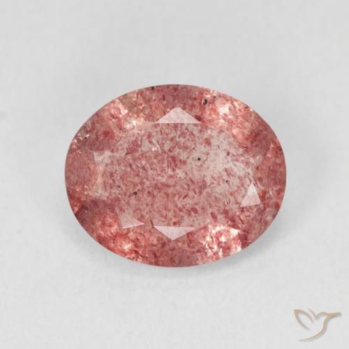 3.28ct Натуральный Оранжево-розовый Клубничный кварц, Овал, Полупрозрачный