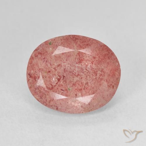 4.70ct Натуральный Средний розовый Клубничный кварц, Овал, Полупрозрачный