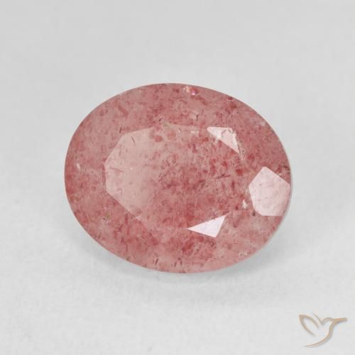 4.51ct Натуральный Светло-ярко-розовый Клубничный кварц, Овал, Полупрозрачный