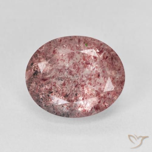 4.95ct Натуральный Насыщенный розовый Клубничный кварц, Овал, Полупрозрачный