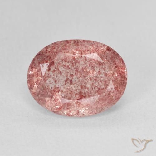 3.65ct Натуральный Светло-ярко-розовый Клубничный кварц, Овал, Полупрозрачный