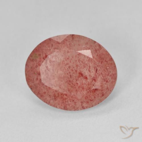 3.62ct Натуральный Средний красный Клубничный кварц, Овал, Полупрозрачный