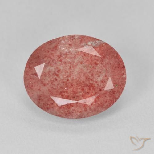 3.97ct Натуральный Оттенки розового Клубничный кварц, Овал, Полупрозрачный