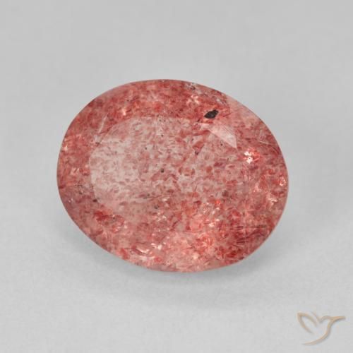 4.09ct Натуральный Средний розовый Клубничный кварц, Овал, Полупрозрачный