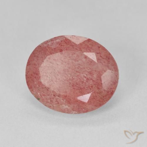 3.94ct Натуральный Средний розовый Клубничный кварц, Овал, Полупрозрачный