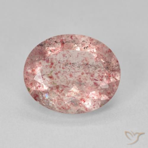 3.95ct Натуральный Medium Light-Pink Клубничный кварц, Овал, Полупрозрачный