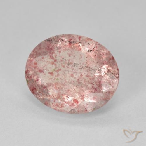 3.95 карата, натуральный Medium Light-Pink Клубничный кварц, Овал, Полупрозрачный