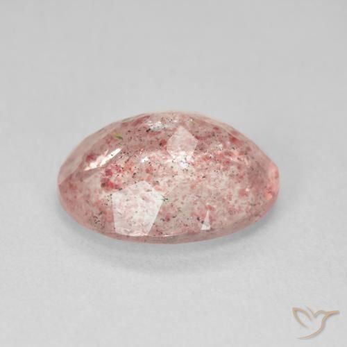 3.95 карата, натуральный Medium Light-Pink Клубничный кварц, Овал, Полупрозрачный