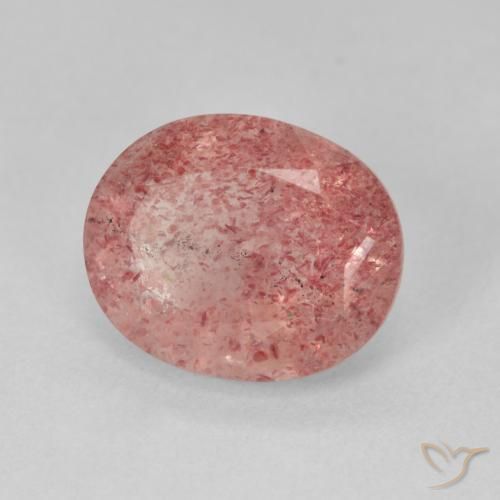 3.92 карата, натуральный Medium Light-Pink Клубничный кварц, Овал, Полупрозрачный