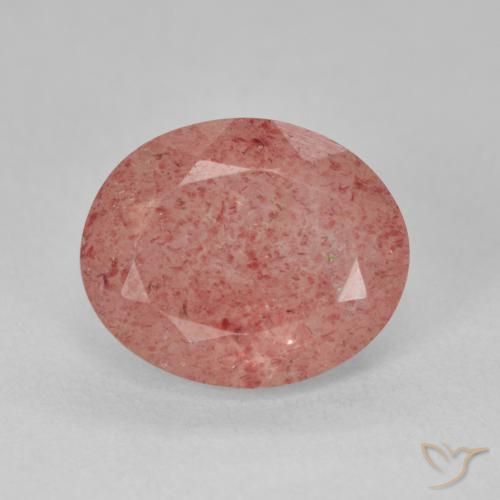 4.31ct Натуральный Бледно-красновато-оранжевый Клубничный кварц, Овал, Полупрозрачный