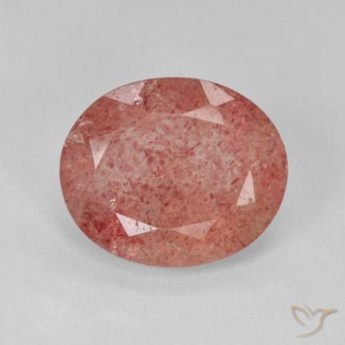 3.84ct Натуральный Бледно-красновато-оранжевый Клубничный кварц, Овал, Полупрозрачный