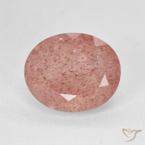 4.86ct Натуральный Персик Роза Розовый Клубничный кварц, Овал, Полупрозрачный