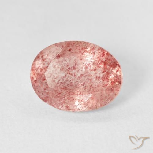 2.44 карата, натуральный Medium Light-Pink Клубничный кварц, Овал, Прозрачный